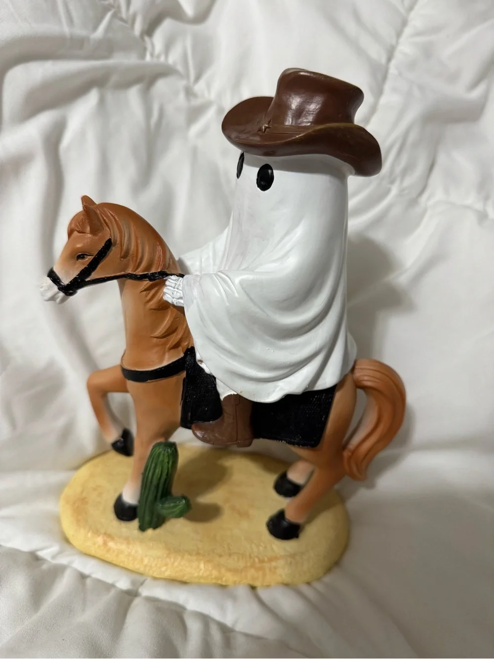 Ghost Cowboy Figurine on Horse - Decorative Resin Statue